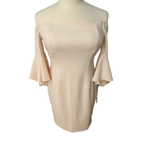 🛑SOLD🛑Calvin Klein Off the Shoulder Sheath Ruffled Sleeve Dress Women Size 14 - Picture 7 of 12